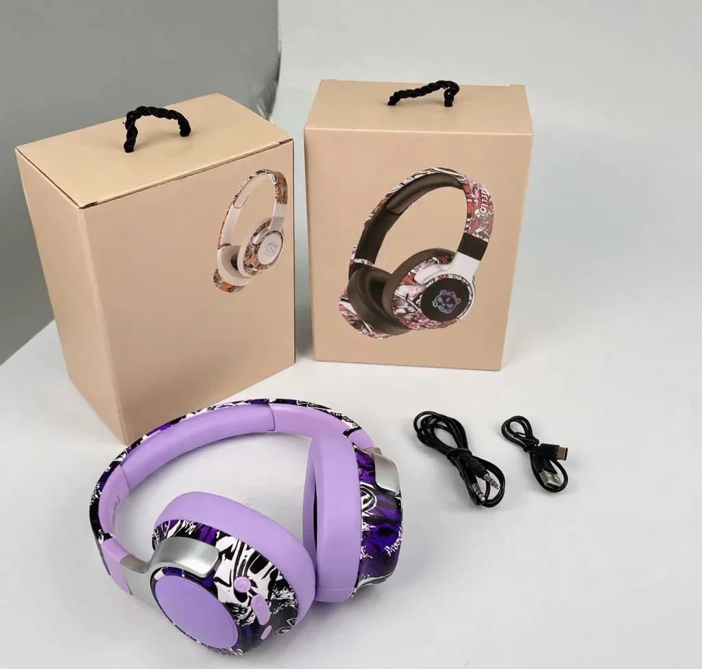 Casque sans fil supra-auriculaire graffiti avec radio FM et longue autonomie