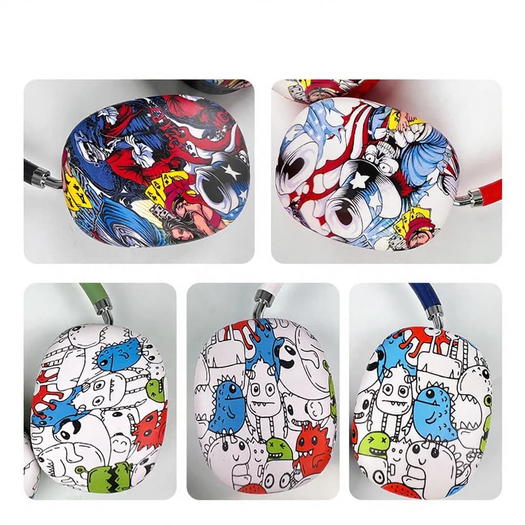 Casque Bluetooth supra-auriculaire graffiti avec radio FM et slot carte TF