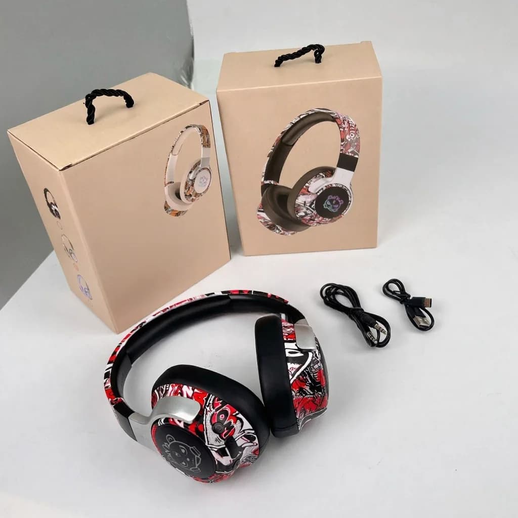 Casque Bluetooth supra-auriculaire Graffiti avec éclairage RGB et micro