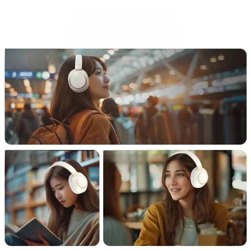Casque Bluetooth sans fil à réduction de bruit active, supra-auriculaire, stéréo