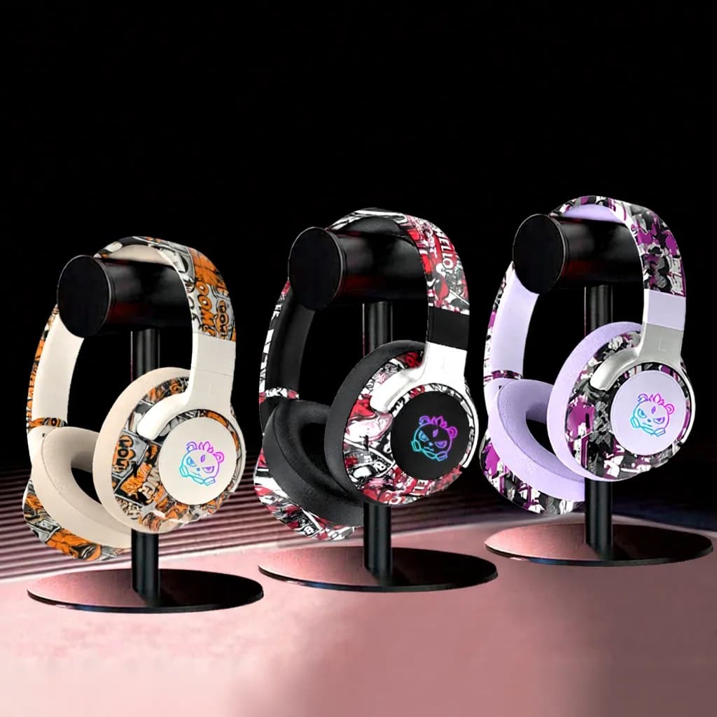 Casque sans fil supra-auriculaire graffiti avec radio FM et longue autonomie
