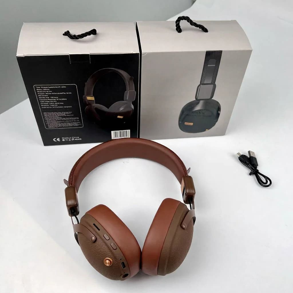 Casque sans fil rétro supra-auriculaire Bluetooth 5.4 avec longue autonomie
