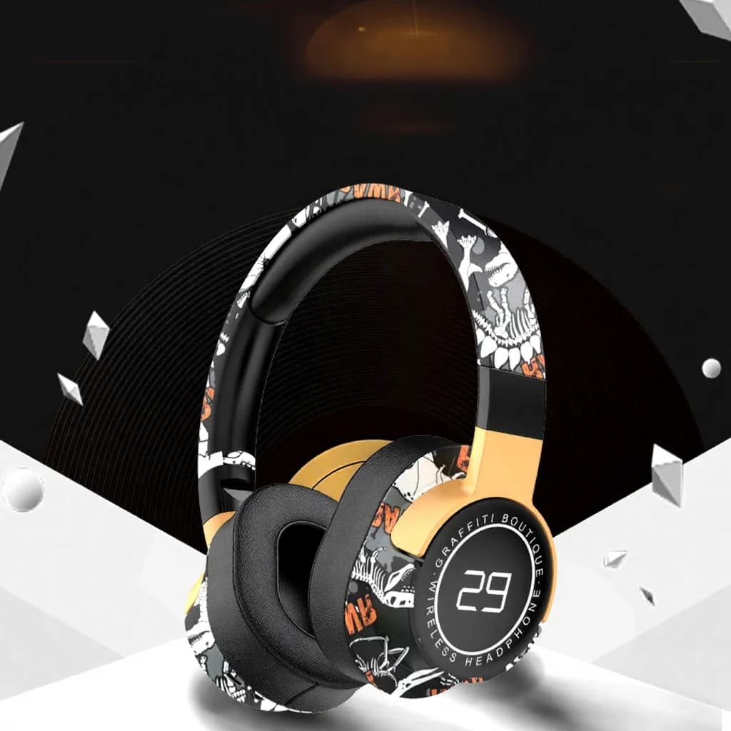 Casque Bluetooth sans fil supra-auriculaire avec radio FM et basses profondes