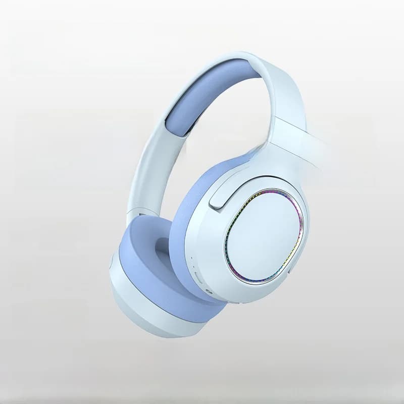Casque Bluetooth sans fil circum-auriculaire avec lumières LED et radio FM