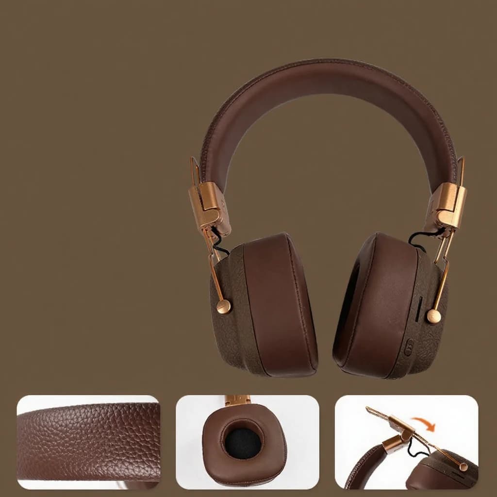 Casque Bluetooth rétro supra-auriculaire avec modes EQ et design pliable