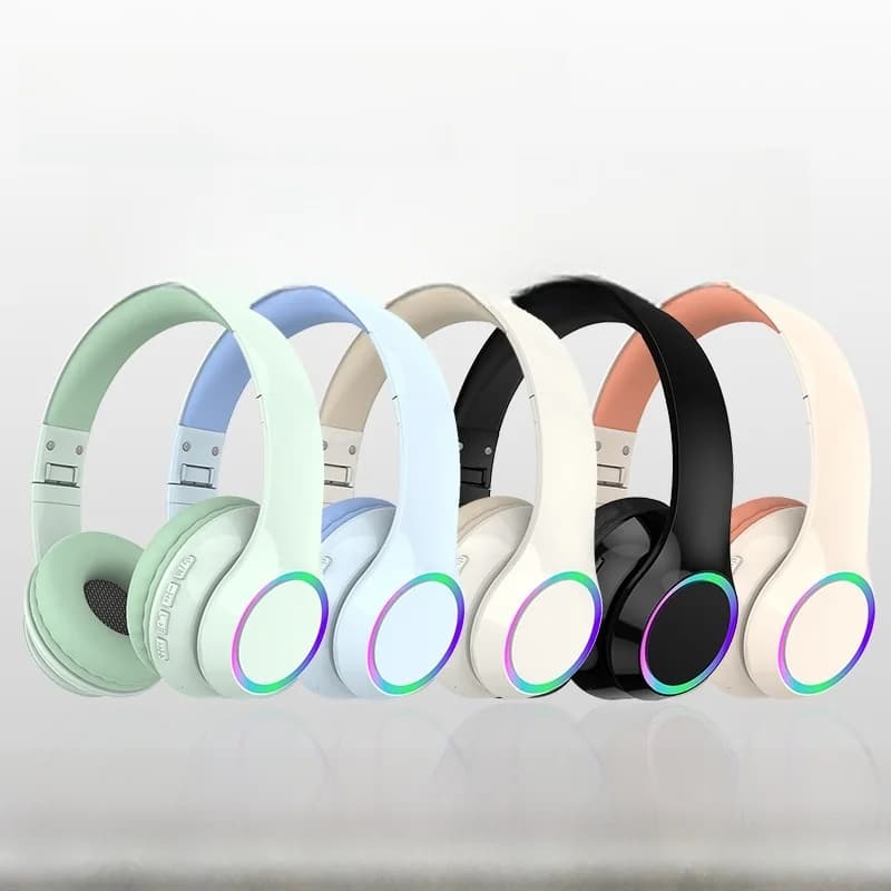 Casque Bluetooth sans fil supra-auriculaire avec lumières LED et micro