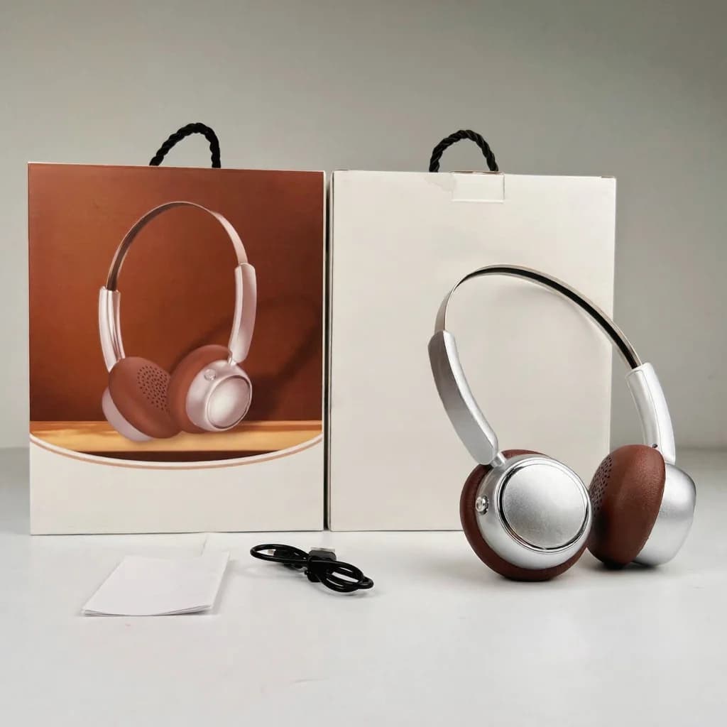 Casque sans fil rétro circum-auriculaire avec radio FM et Bluetooth 5.4