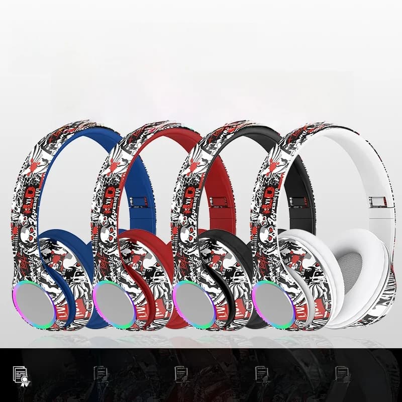 Casque sans fil circum-auriculaire avec radio FM, slot carte TF et design pliable