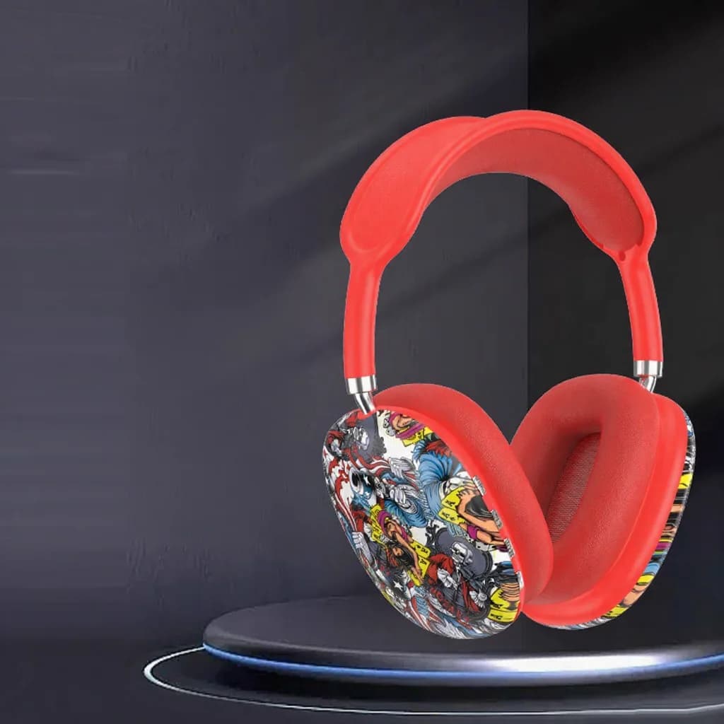 Casque sans fil supra-auriculaire graffiti avec radio FM et lecteur carte TF