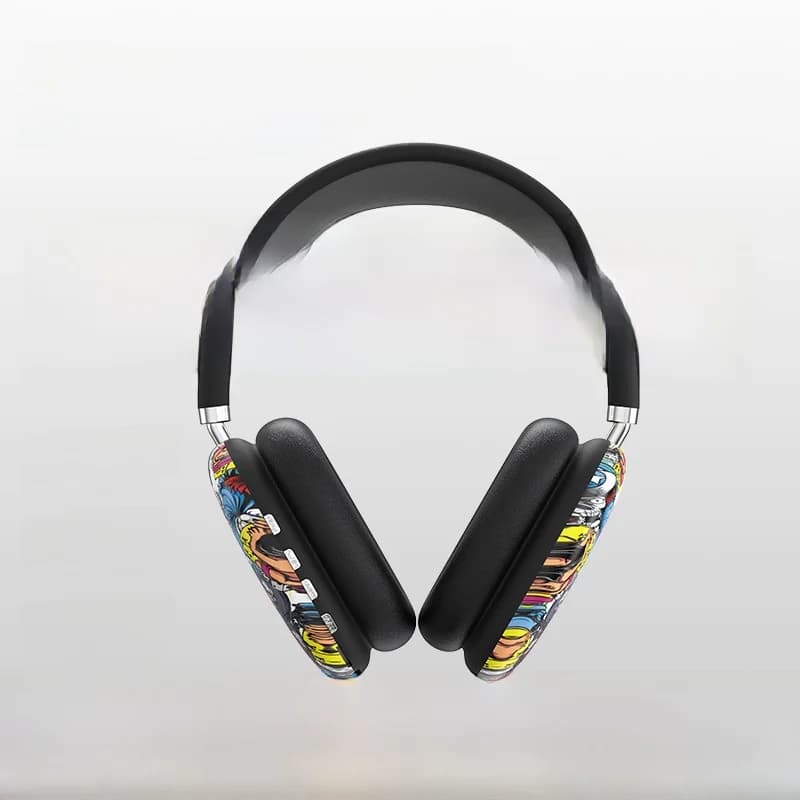 Casque sans fil circum-auriculaire graffiti avec carte TF et entrée AUX