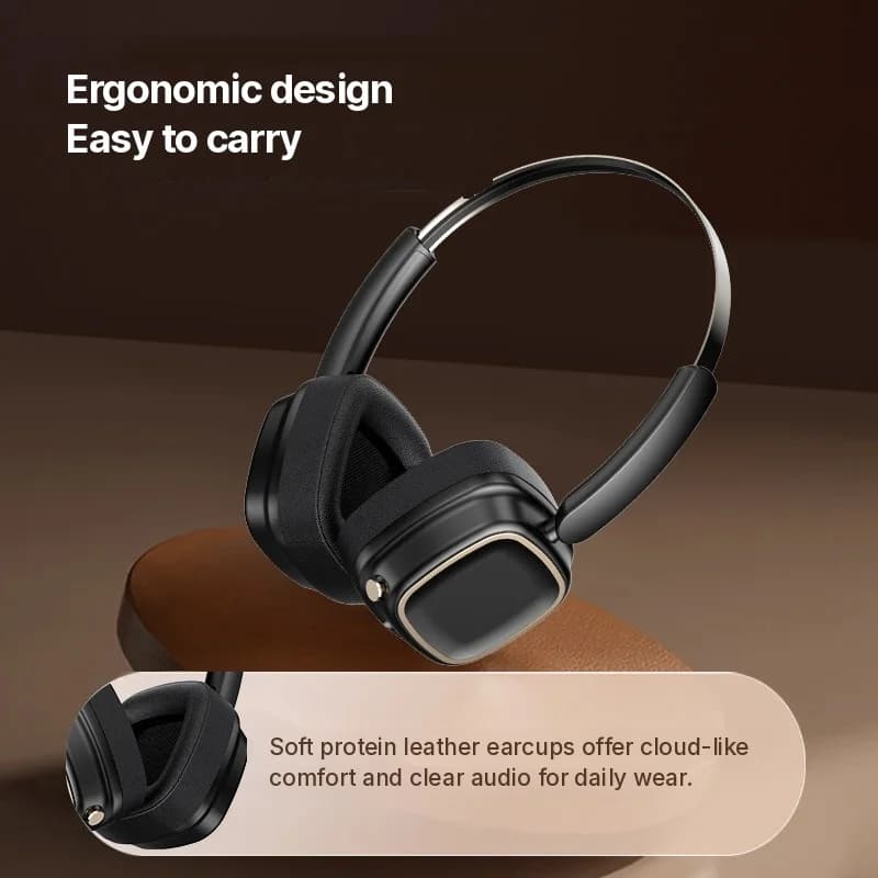 Casque sans fil rétro supra-auriculaire Bluetooth 5.4 stéréo basses