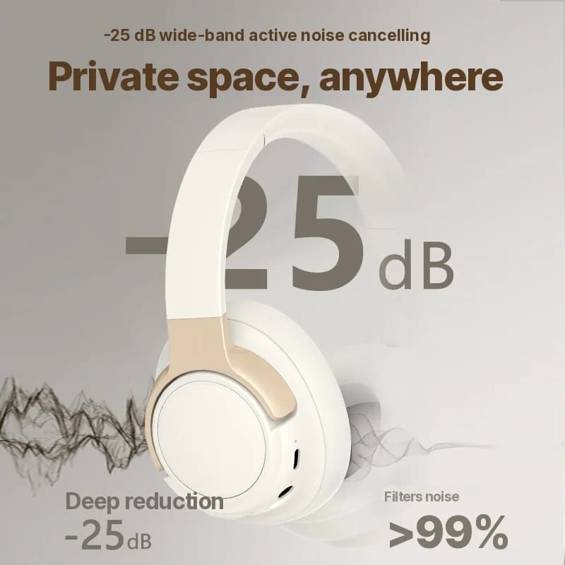 Casque sans fil supra-auriculaire avec réduction active du bruit et autonomie de 35 h