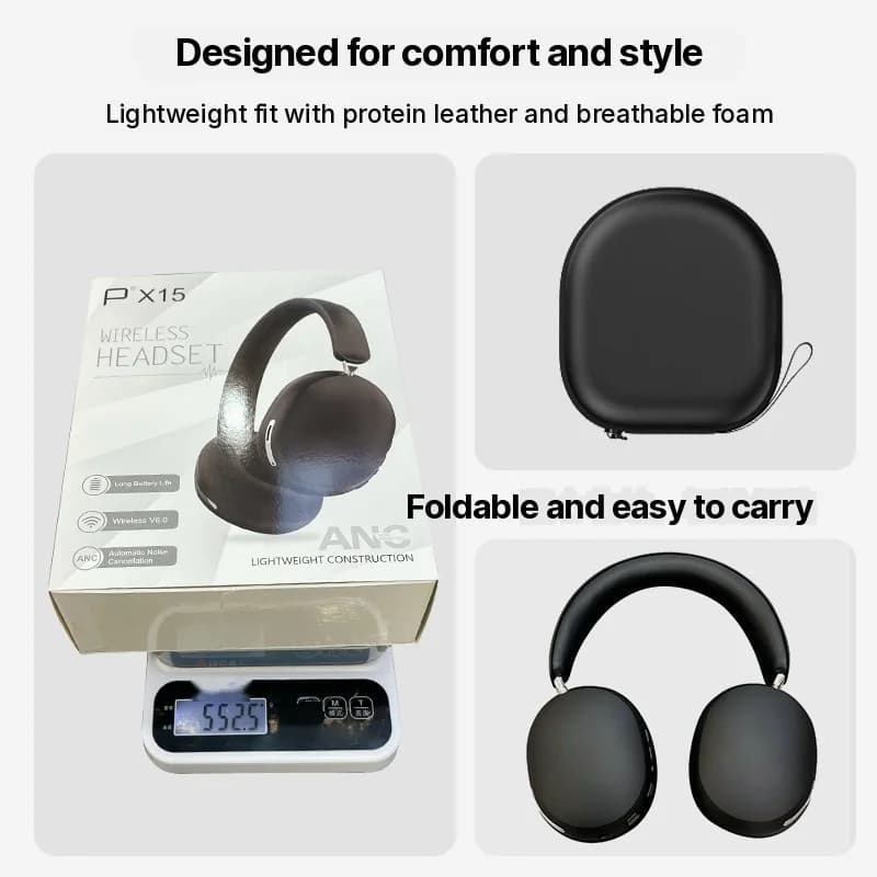 Casque sans fil supra-auriculaire ANC avec coussinets en cuir protéiné