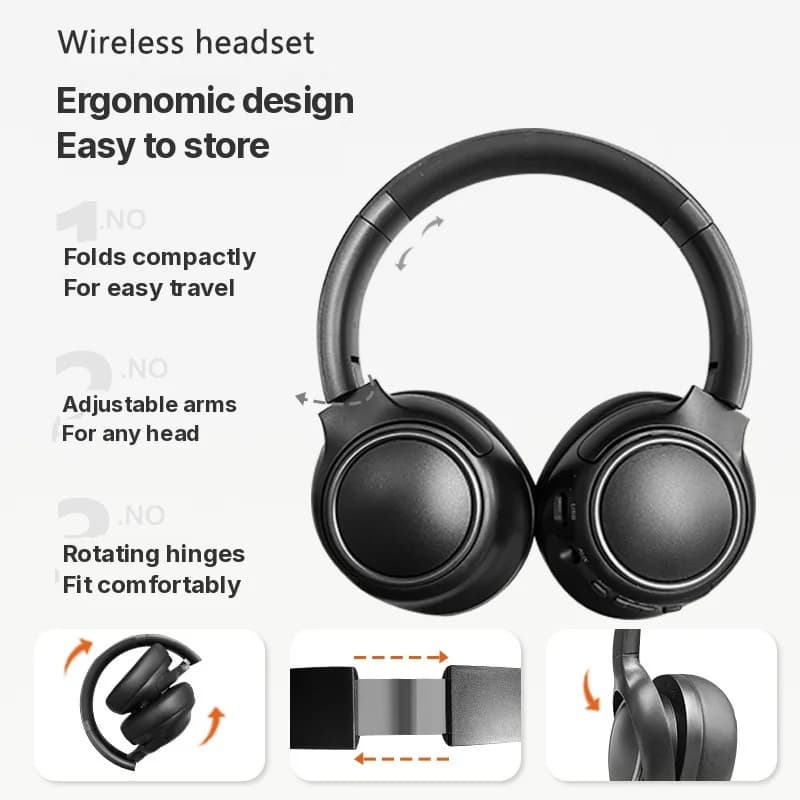 Casque sans fil supra-auriculaire avec réduction de bruit et longue autonomie