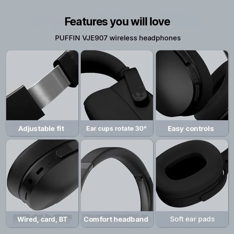 Casque Bluetooth sans fil supra-auriculaire avec trois modes EQ et micro