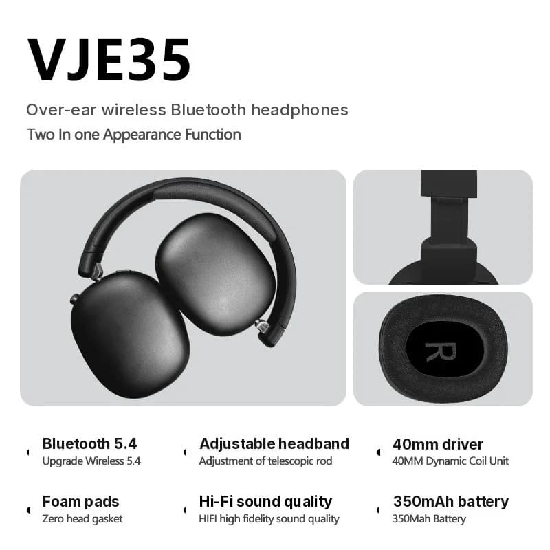 Casque Sans Fil Bluetooth Supra-auriculaire avec Radio FM et Logement Carte TF