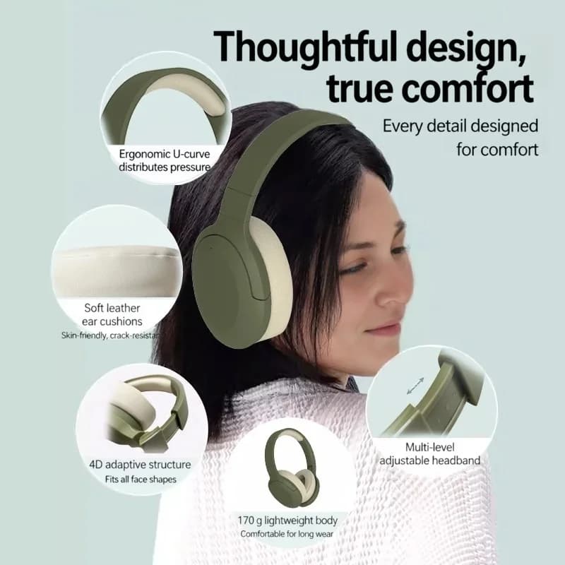 Casque Bluetooth sans fil supra-auriculaire avec radio FM et longue autonomie