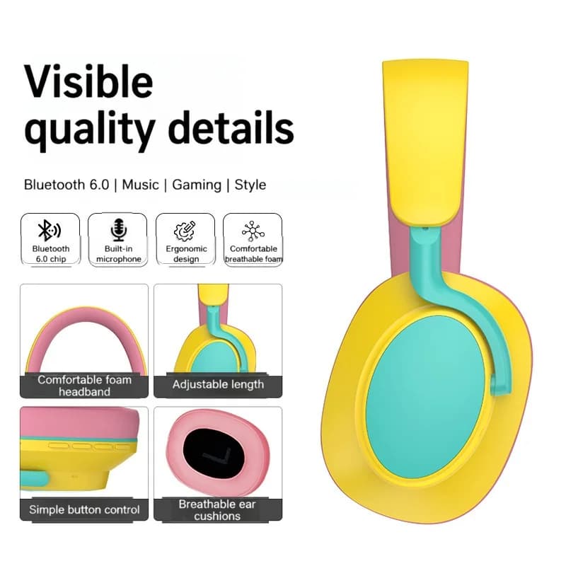 Casque sans fil supra-auriculaire avec radio FM et longue autonomie