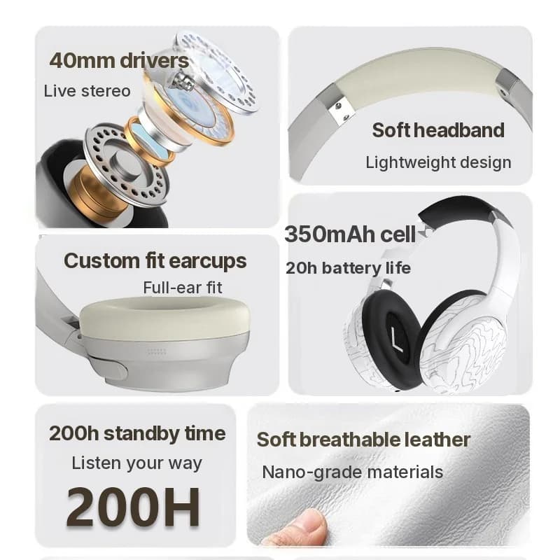 Casque sans fil Bluetooth supra-auriculaire avec Multi-EQ et longue autonomie