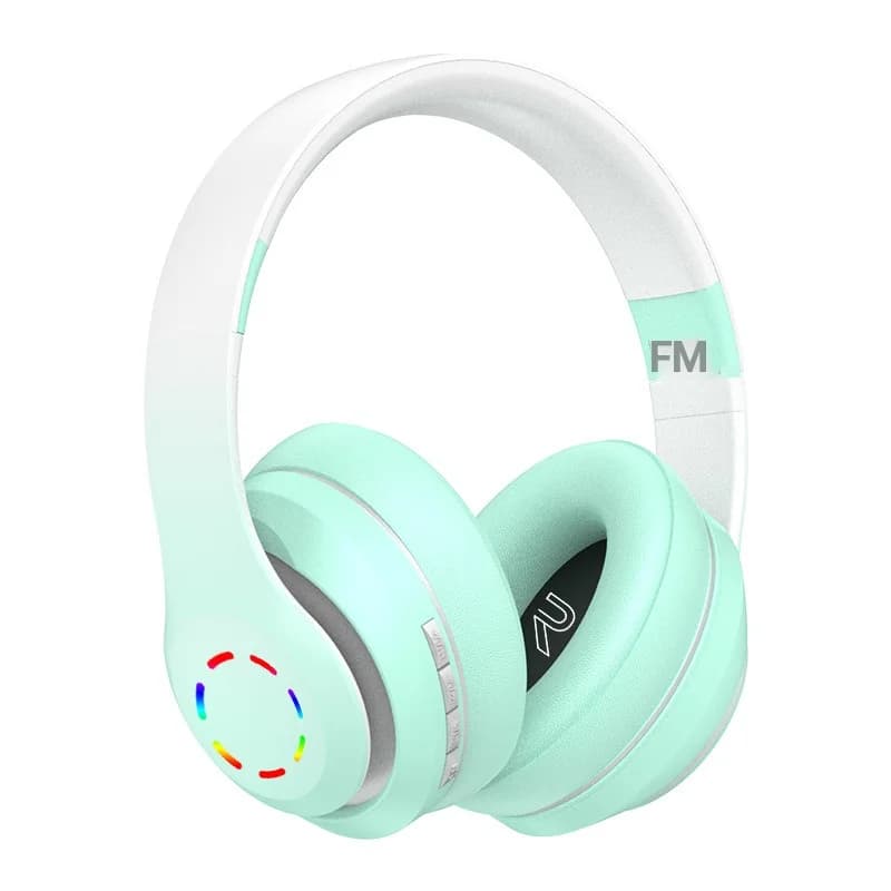 Casque sans fil supra-auriculaire avec éclairage LED et radio FM