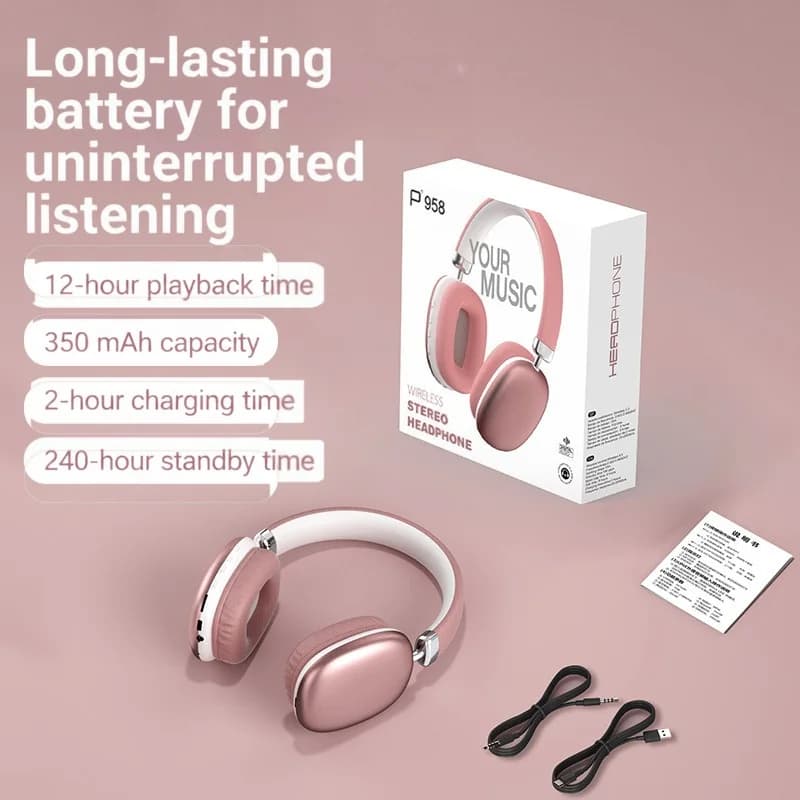 Casque sans fil supra-auriculaire avec radio FM et slot pour carte TF