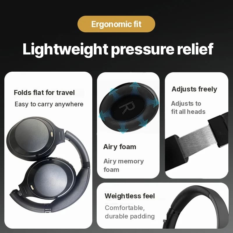 Casque Sans Fil Supra-auriculaire avec Réduction de Bruit Active et Type-C