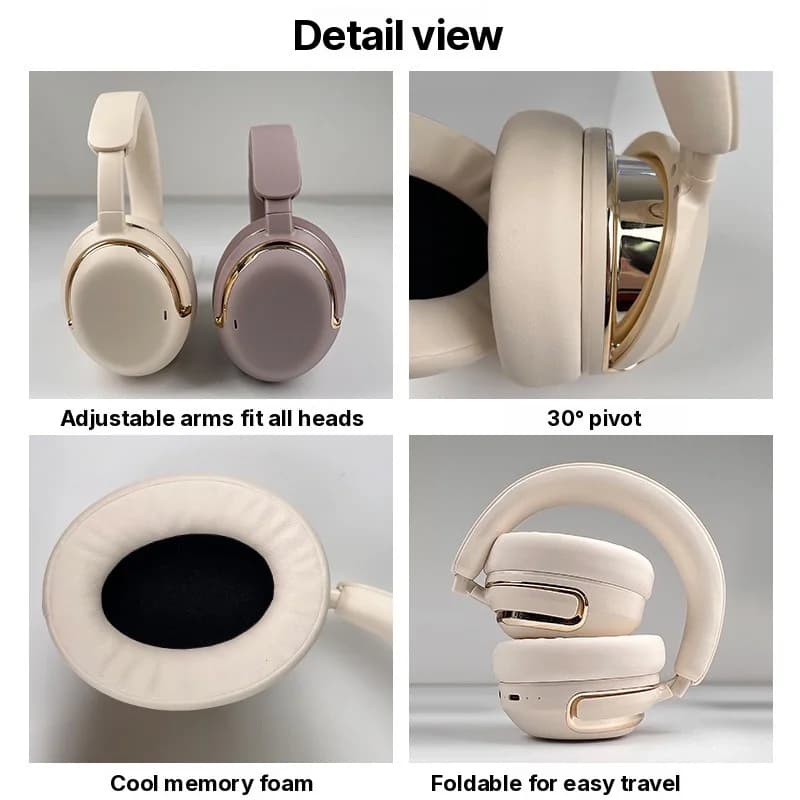 Casque sans fil supra-auriculaire à réduction active de bruit avec micro