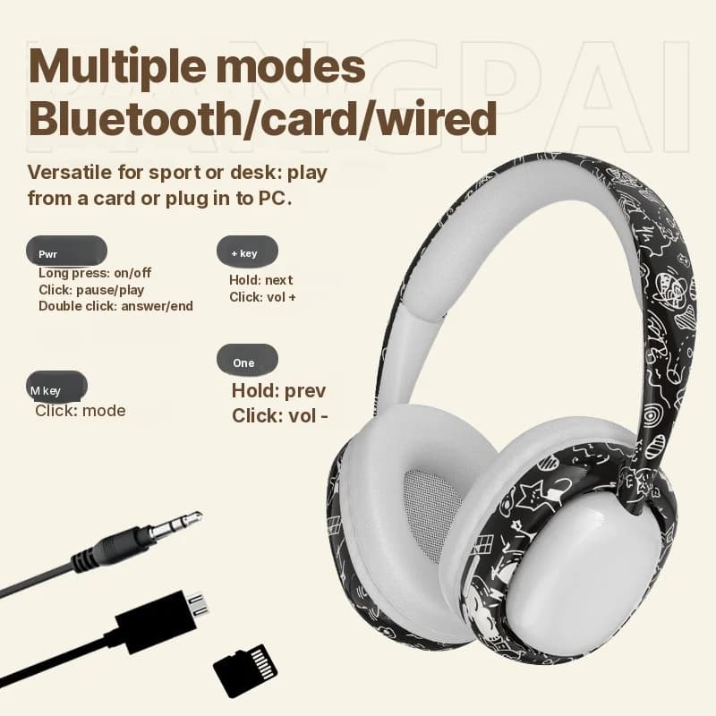 Casque Bluetooth supra-auriculaire avec basses profondes et connectivité sans fil