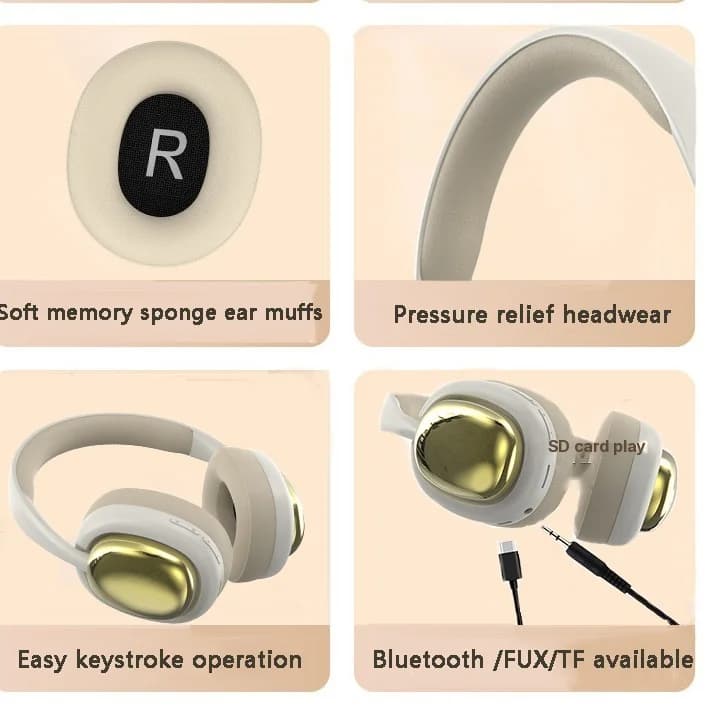 Casque sans fil supra-auriculaire avec Bluetooth 5.3 et longue autonomie