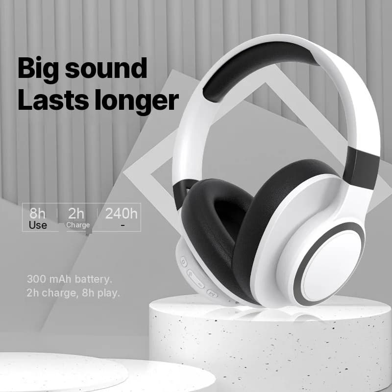 Casque sans fil Bluetooth supra-auriculaire avec radio FM et lecteur de carte TF