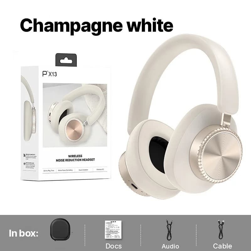 Casque Bluetooth sans fil supra-auriculaire avec réduction de bruit et étui