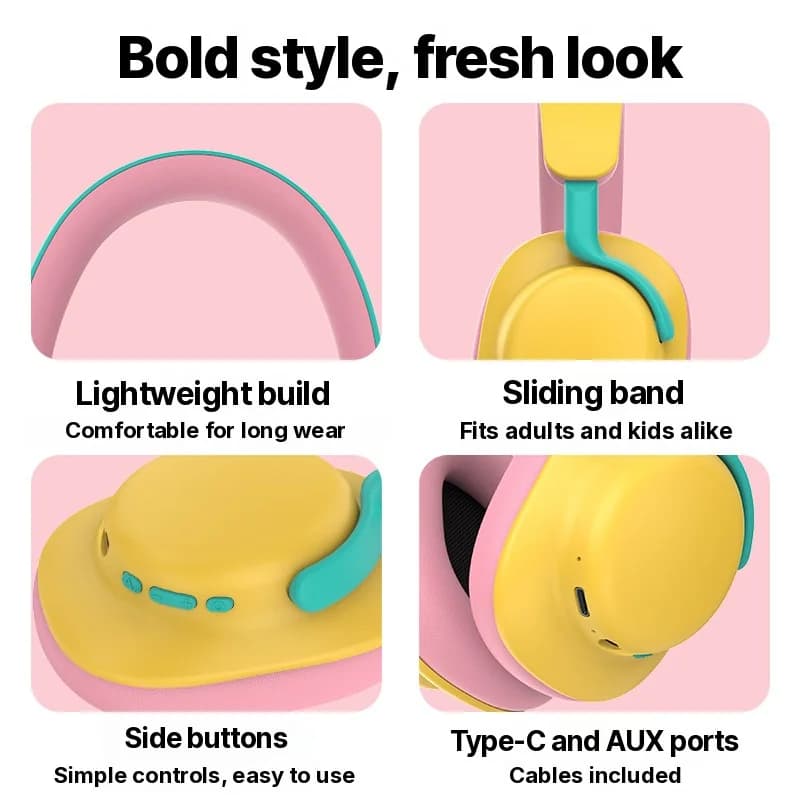 Casque sans fil circum-auriculaire Bluetooth avec radio FM et AUX