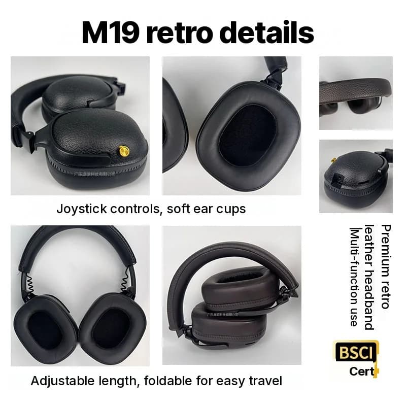 Casque Bluetooth rétro sans fil supra-auriculaire stéréo avec micro