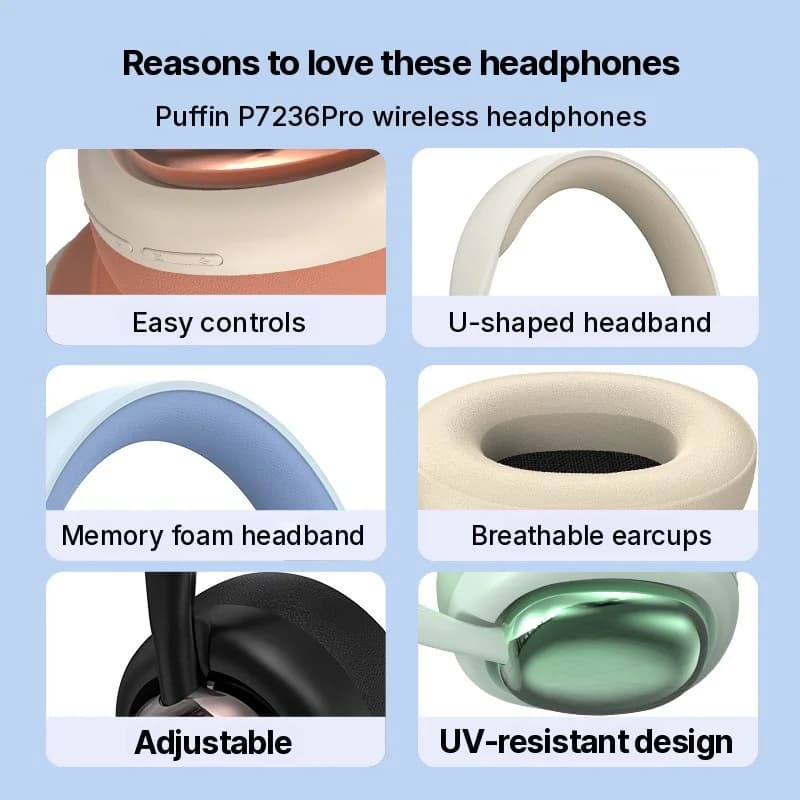 Casque sans fil supra-auriculaire Bluetooth avec micro et haut-parleurs 40mm