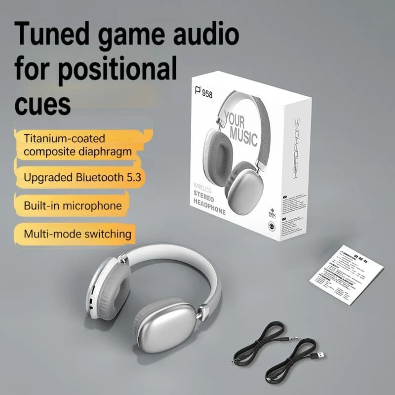 Casque sans fil supra-auriculaire avec radio FM et slot pour carte TF