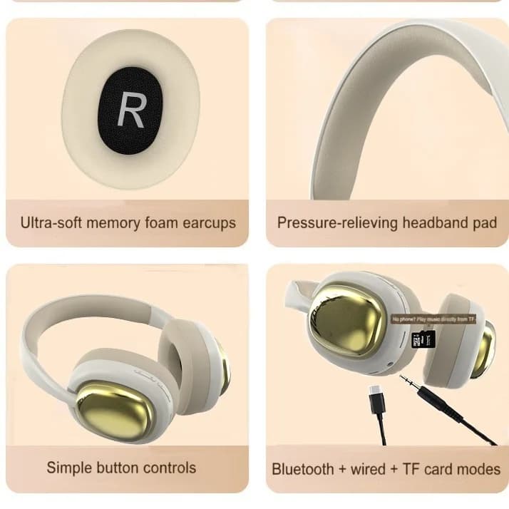 Casque Bluetooth sans fil supra-auriculaire avec radio FM et son stéréo