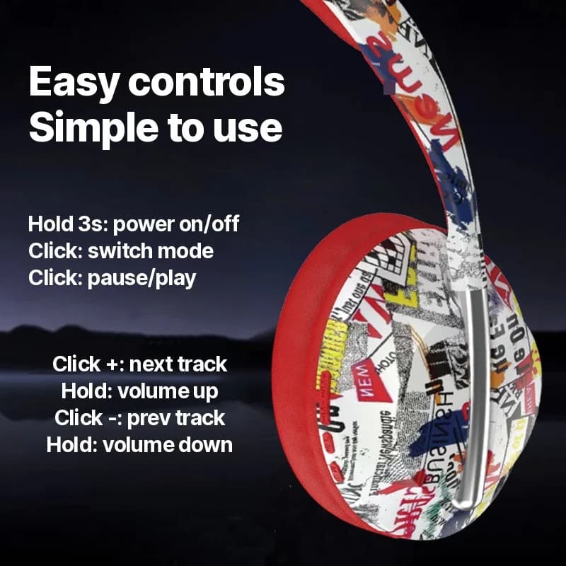 Casque Bluetooth circum-auriculaire avec lecteur de carte TF et connectivité sans fil