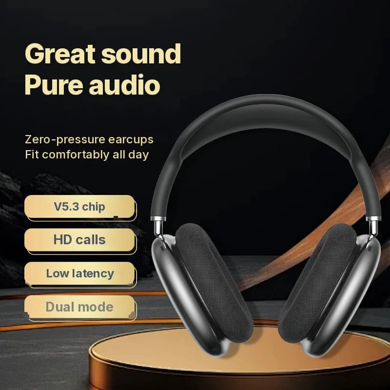 Casque sans fil Bluetooth supra-auriculaire avec basses profondes et charge Type-C