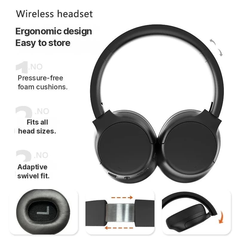 Casque Bluetooth sans fil à réduction de bruit active, supra-auriculaire, longue autonomie