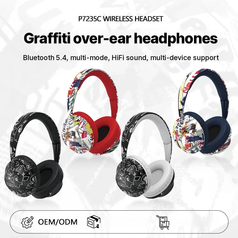Casque sans fil supra-auriculaire Bluetooth 5.4 avec emplacement pour carte TF
