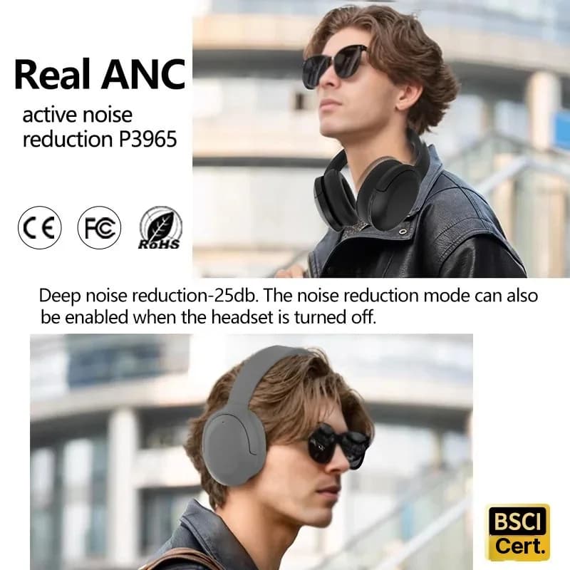Casque Bluetooth sans fil supra-auriculaire 5.4 à réduction active du bruit