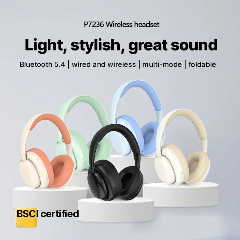 Casque Bluetooth sans fil supra-auriculaire avec radio FM et lecteur de carte TF