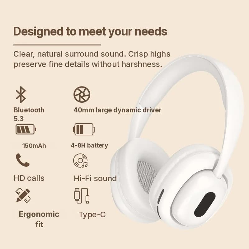 Casque Bluetooth Supra-auriculaire avec Radio FM et Lecteur TF