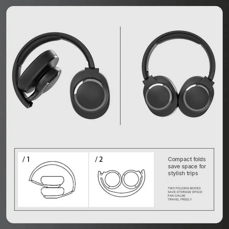 Casque sans fil Bluetooth supra-auriculaire avec radio FM et lecteur de carte TF