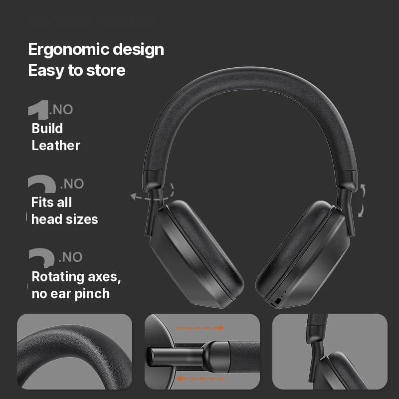 Casque sans fil supra-auriculaire avec radio FM et Bluetooth 5.4