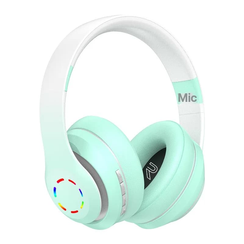 Casque sans fil supra-auriculaire avec éclairage LED et radio FM
