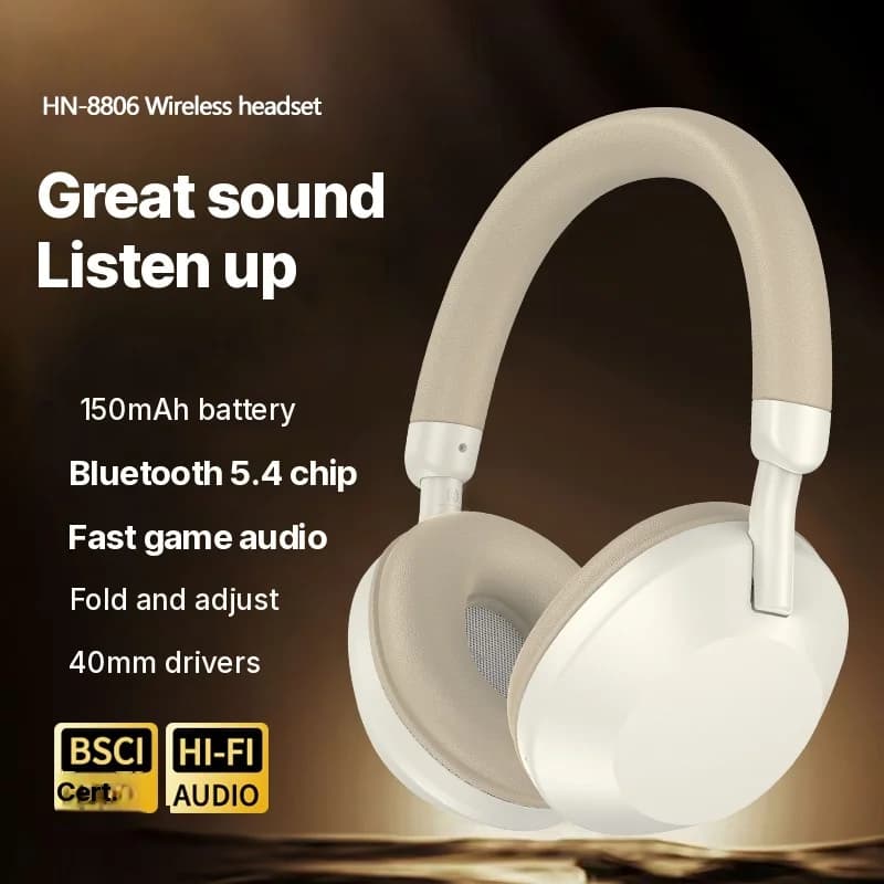 Casque sans fil supra-auriculaire avec radio FM et Bluetooth 5.4