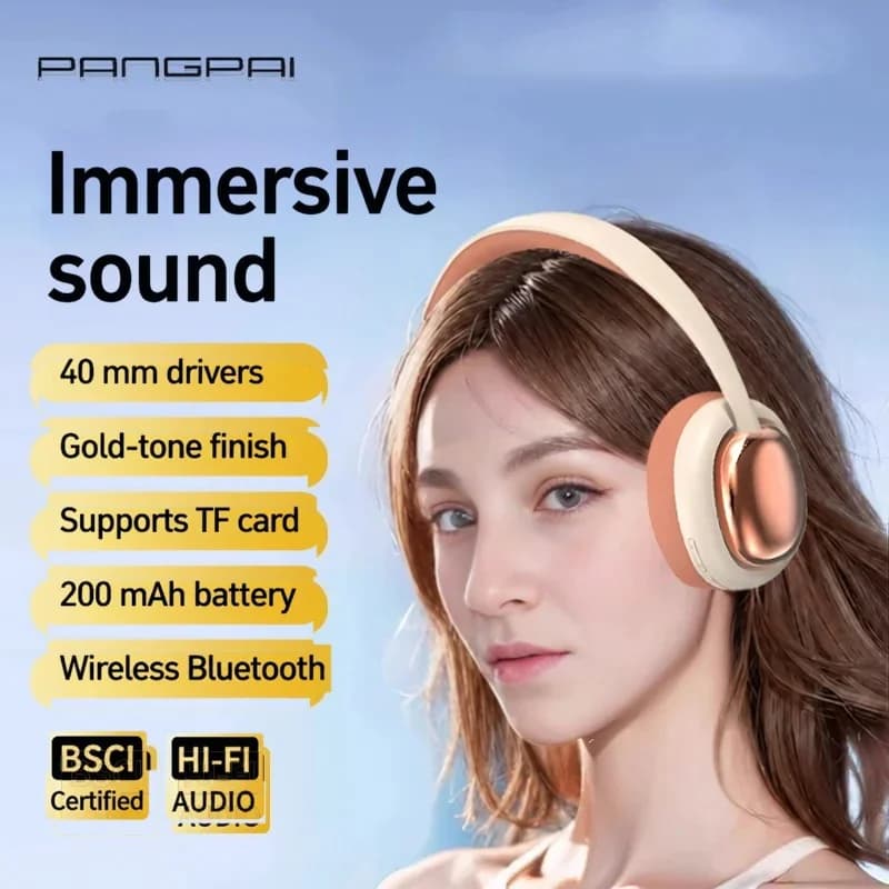 Casque sans fil supra-auriculaire Bluetooth avec micro et haut-parleurs 40mm