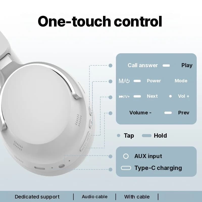 Casque sans fil supra-auriculaire avec radio FM et longue autonomie