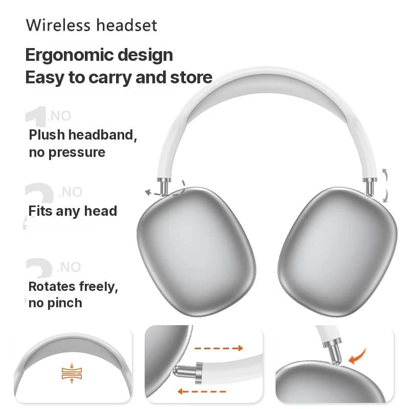 Casque sans fil Bluetooth supra-auriculaire avec basses profondes et charge Type-C